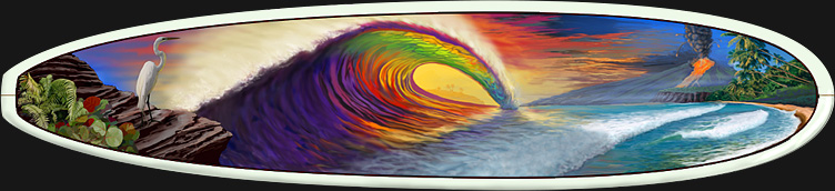 Surfboard Wall Art : Rainbow Tube by Kem McNair