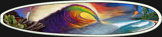 Surfboard Wall Art : Rainbow Tube by Kem McNair